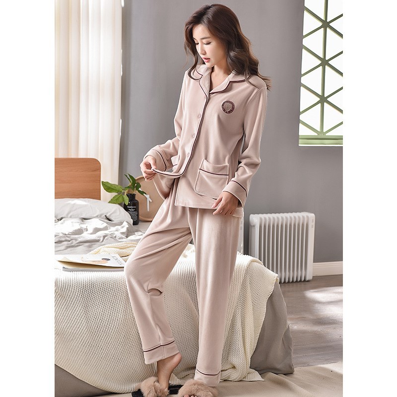 睡衣女士秋冬季珊瑚绒q长袖薄款保暖套装春秋加厚海岛绒大码家居