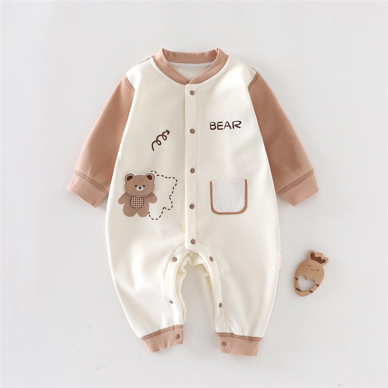 婴儿新款秋冬季新款无骨连体衣z新生儿男女宝闭裆哈衣加绒保暖爬