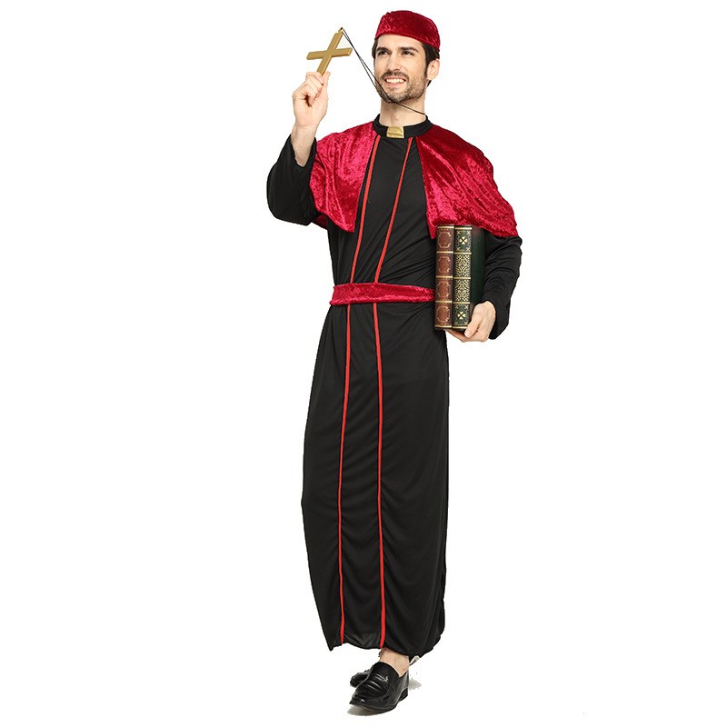 万圣节cos 复活牧师服装教父神父传教士K修士化装舞会派对表演装