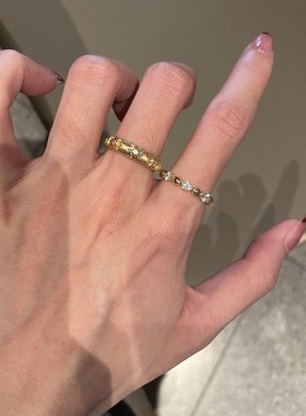 法式轻奢复古e拉丝六芒星镶钻戒指中古风设计高级气质高保色食指