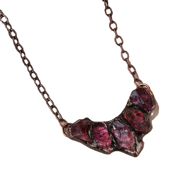 跨境复古风天然紫晶黄晶原石不定形个性舞L会民族朋克微笑吊坠项