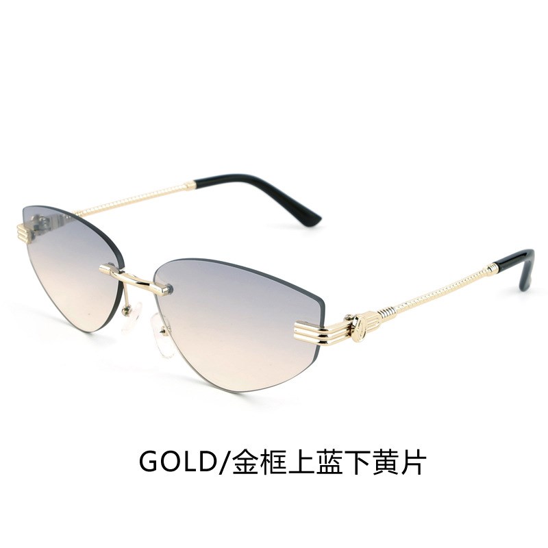 跨境新款a金属无框太阳镜女士欧美个性潮流网红眼镜防紫外线墨镜