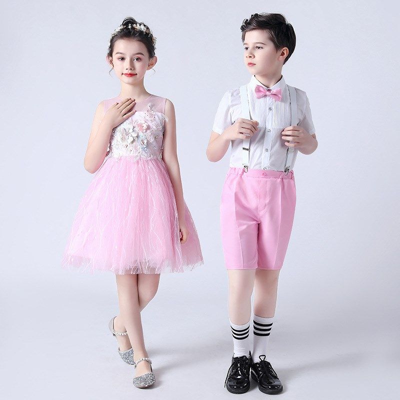 元旦节儿童演出服女童纱裙公主小学生朗诵合唱Q服女孩跳舞表演服