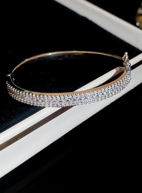 锆石长方形卡扣手镯女个性简约冷A淡风气质手环小众高级感手饰