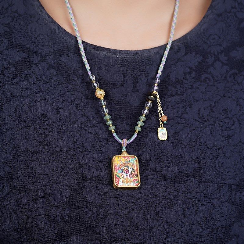 新中式藏式吊坠绳手工编织项链绳吊坠挂绳扎基拉T姆脖挂唐卡饰品