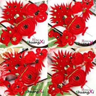 妈妈花婆婆花奶奶花聚宝盆头花毛绒头花过年头花大号加大多款