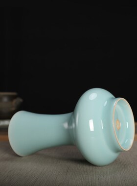 青瓷花瓶黄长伟手工弟窑粉青花器摆件陶瓷茶具居家插花器大号中式