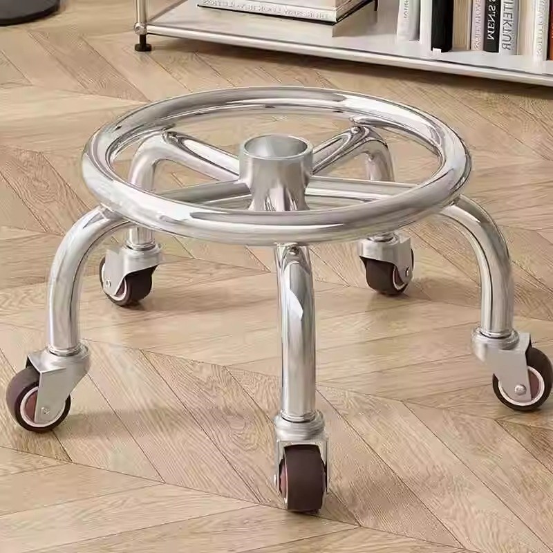 加高万向轮小凳子 家用静音旋转滑轮矮凳美缝快递学步换鞋凳圆凳