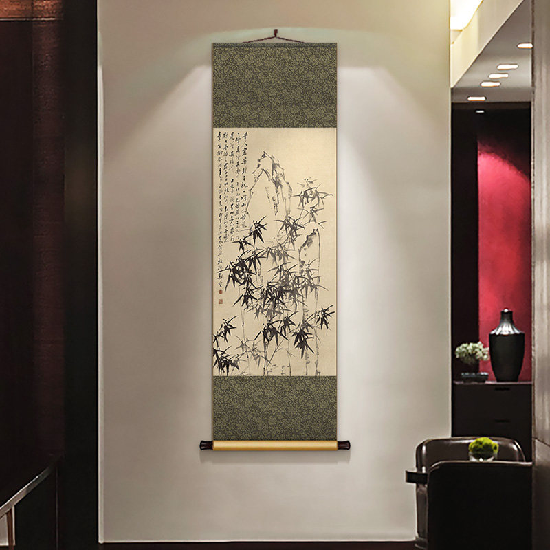 名家国画郑板桥竹子挂画新中式客厅书房装饰画卷轴装裱办公室字画