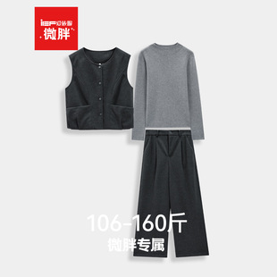 IEF/爱依服【微胖】大码女套装2026冬新款巨好看通勤T恤马夹长裤