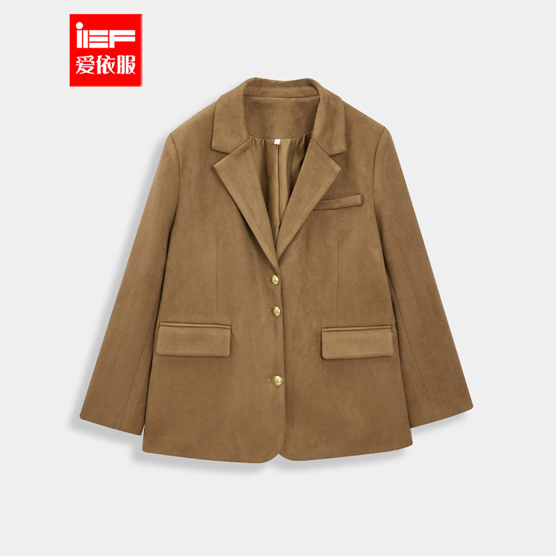 IEF/爱依服【大码女装】2025秋季新款法式气质通勤百搭磨砂皮外套