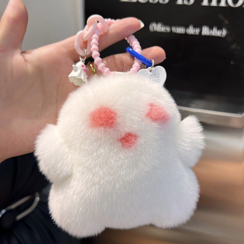 可爱獭兔b毛小怪兽汽车钥匙扣挂件ins网红毛绒球公仔包包挂饰礼物