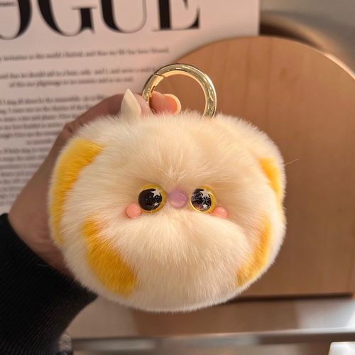 【胖嘟嘟小猫咪】真獭兔q毛汽车钥匙扣挂件毛绒公仔玩偶书包包挂