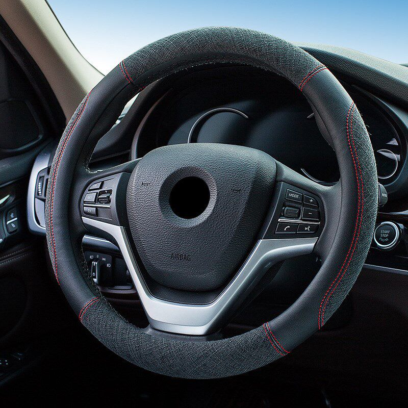 爆款热卖汽车方向盘套 汽车四季通用夏季亚J麻布料把套抖音代发27