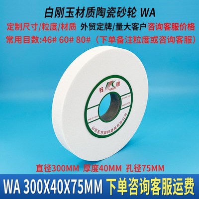 磨刀机陶瓷砂轮片 300X40X75砂轮机平行磨不锈钢砂轮WWA白刚玉沙