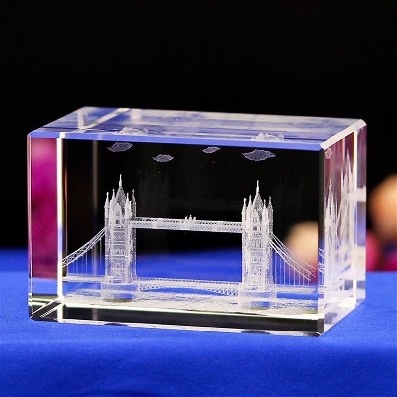 创意商务礼品h水晶方体新加坡建筑鱼尾狮模型摆件旅游纪念品