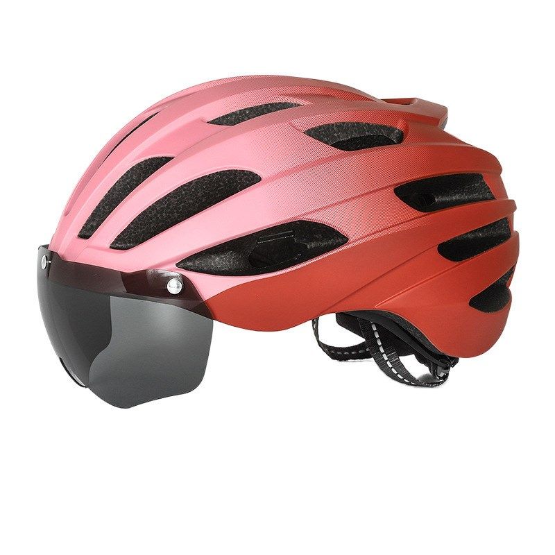 25新款舒适公路山地骑s行头盔风镜一体成型骑行自行车头盔充电尾