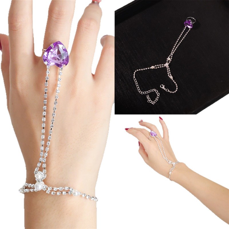 欢天喜地七仙女灵j石手链古风手饰古装汉服配饰流苏七彩手链戒指