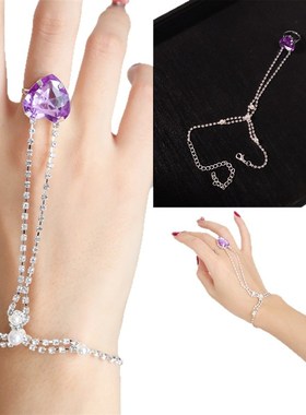 欢天喜地七仙女灵j石手链古风手饰古装汉服配饰流苏七彩手链戒指