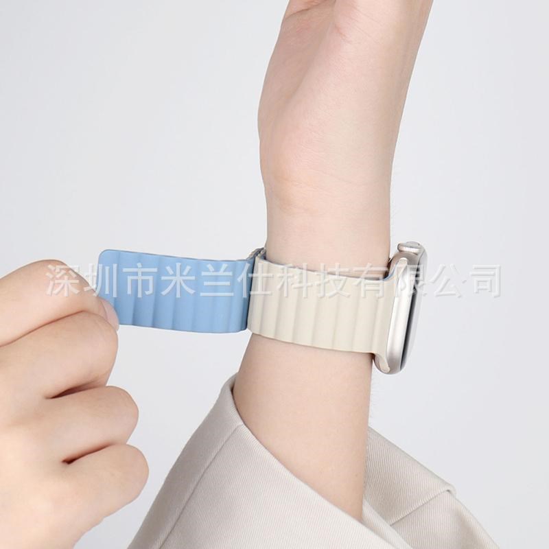 手表带s8s9适用苹果apple iwatch456789L硅胶磁吸扣ultra2运动厂