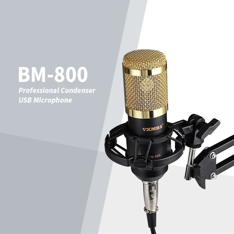 BM800电容麦克风套装t防喷支架电脑录音声卡直播专用设备有线话筒