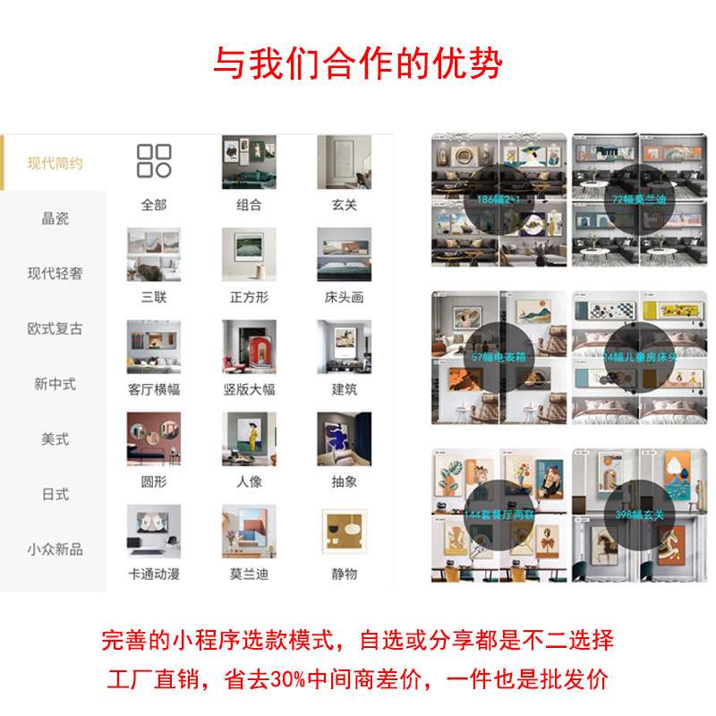 装饰画 酒店工程宾馆床头画现代轻奢晶瓷挂画外贸无框画图片