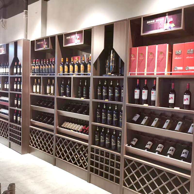 红酒货架陈列展示柜酒吧庄商用木质展示架家用落地格子酒柜子酒架