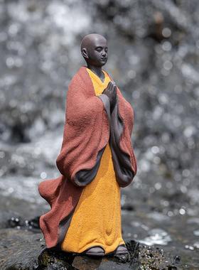 创意紫砂禅趣小和尚摆件 支持定制 明清古典风格 日常送礼首选