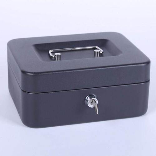 新防火储物盒带锁小收纳铁盒家用证件保险箱小型迷你钱箱手提保管