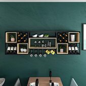 餐厅壁挂红酒架铁艺家用吧台展示架装 饰悬挂葡萄酒架高脚杯红酒柜