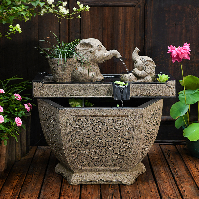 创意室外喷泉庭院花园q养鱼池流水B摆件循环水户外鱼缸阳台天台造