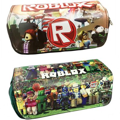 新款ROBLOX笔袋挂件双层大容量帆布文具袋铅笔盒带拉链中小学生