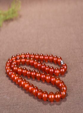 冰种南红玛瑙项链正品玉珠子女款玛瑙圆珠塔链通链项链毛衣链