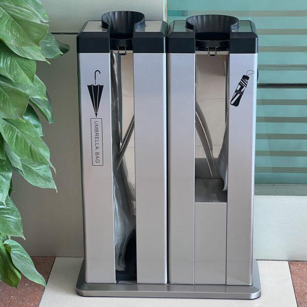 南方GNF不锈钢豪华雨伞机酒店公司商场双头自动套袋雨伞收纳袋架