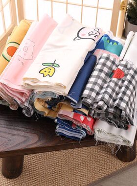 纯棉布头全棉斜纹卡通宝宝布料双层纱布针织手工按论斤称拼布刀口