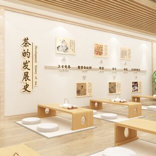 茶文化发展史墙面装饰茶庄茶室布置茶馆包间背景图挂画茶叶店茶社