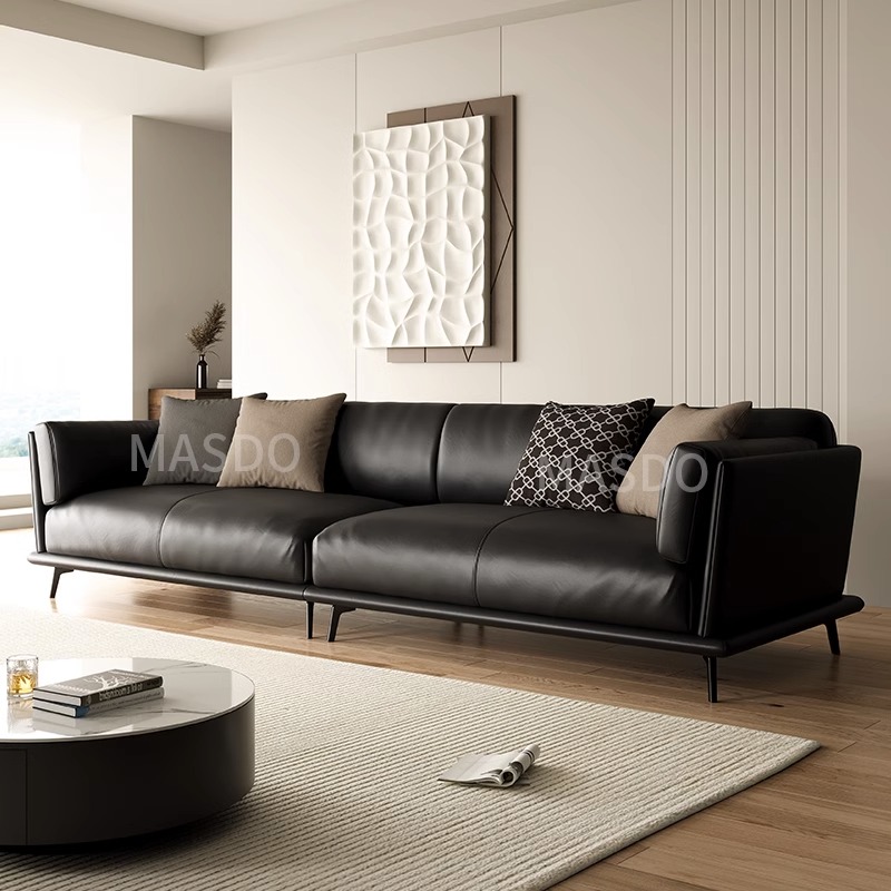 意式极简真皮沙发头层牛u皮档小户型时尚端港式后现轻奢家具