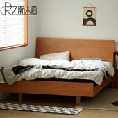 北欧实木床日式 1.5樱桃木齐边悬浮床现代简约1.8米主卧卧室双人床