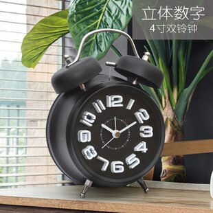 富达立体字静音闹钟学生专用懒人时钟儿童男女孩起床神器超大铃声