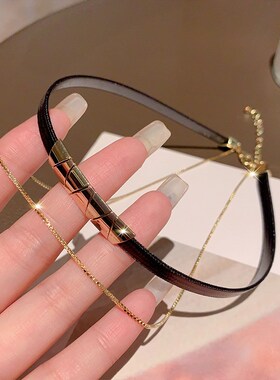 时尚锁骨链女双层choker项圈气质短E款颈链项链2023年新款爆款饰