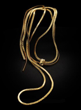 欧美时尚抽拉长款项链女小众轻奢设计高级感蛇骨链U简约百搭毛衣