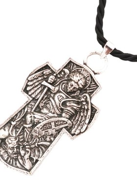 外贸爆款 圣迈克尔大天使合金项链欧美流行项饰男士吊X坠 厂家直