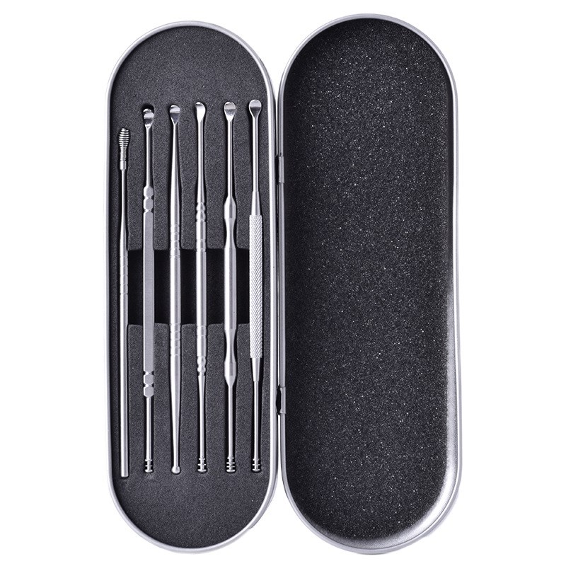 不锈钢银g色螺旋式挖耳朵耳勺套装掏耳神器耳扒采耳工具