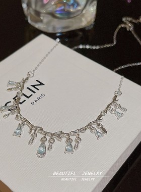 小众设计不规则锁骨链饰品气质超C仙水滴项链女轻奢高级感项饰