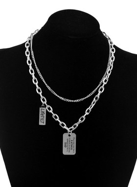 钛钢项链 女20j22新款潮牌百搭锁骨项链男士ins嘻哈复古颈链配饰