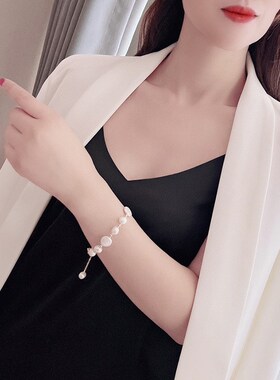 纽扣巴洛克手链14k注金小u众设计高级感时尚简约天然淡水珍珠手链