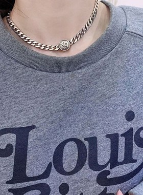 韩版冷淡风个性笑脸项链女复古重工E时尚锁骨链朋克嘻哈蹦迪毛衣