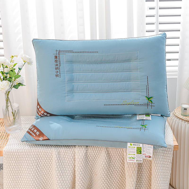 薄荷决明子枕头防螨驱蚊护颈椎助睡眠单人家用枕芯不塌陷不变形男