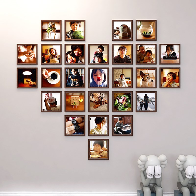 客厅照片墙心形相框画框洗照片相框挂墙实木免打孔定制结婚礼物