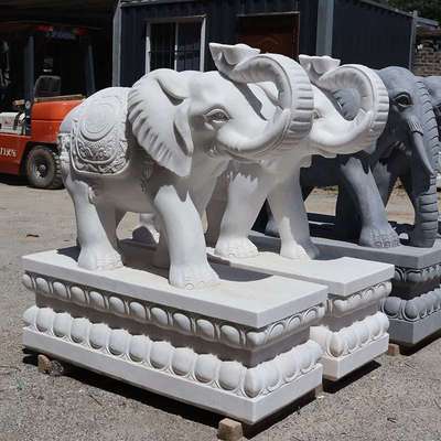 石雕大象一对汉白玉招财小石象吉祥如意青石家用别墅酒店门口摆件